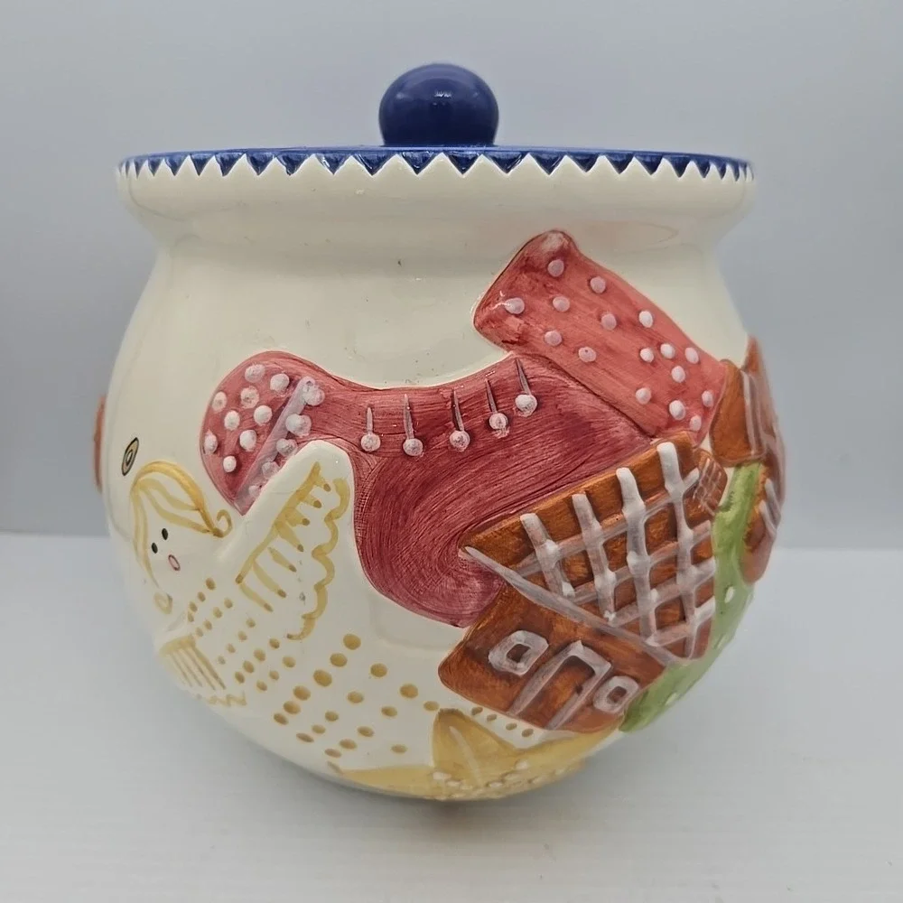 Bath &‎ Body Works Holiday 1997 Cookie Jar Blue Lid with Rubber Seal 8